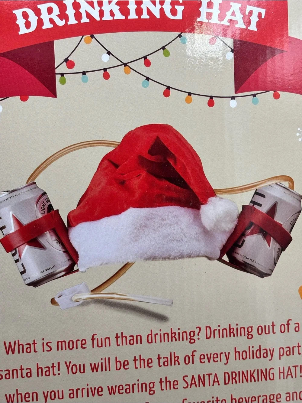 Christmas Santa Drinking Hat Retro Gifts Red Holiday Party Hat  NEW